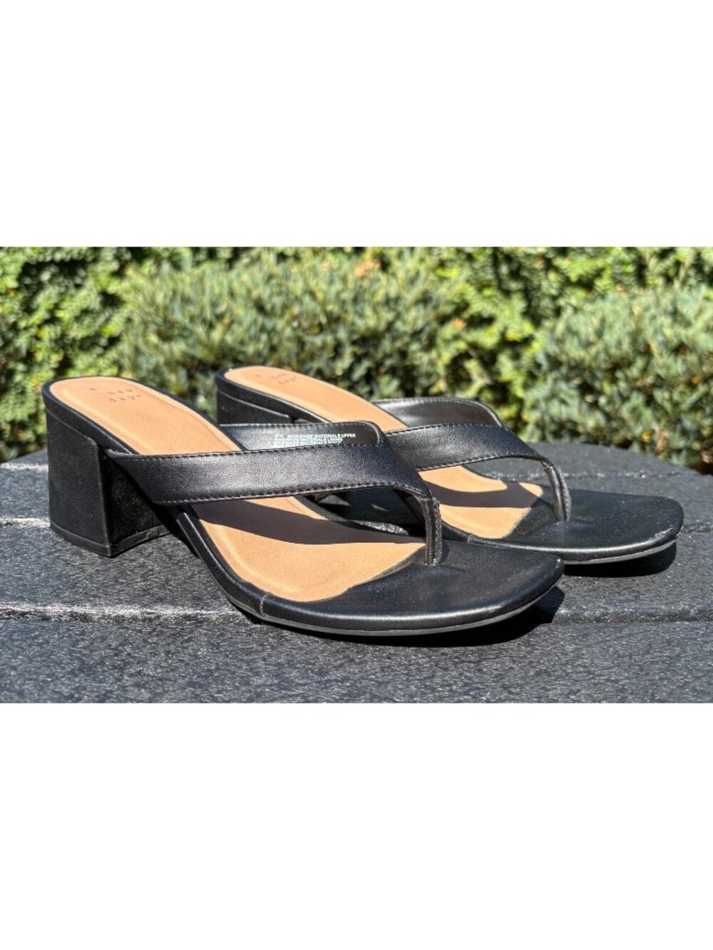 A New Day Hazel Heel Thong Sandals Women’s 9.5 Black Chunky Block Heel